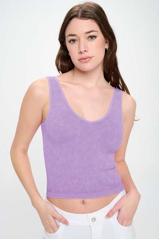 Seamless Reversible Stonewashed Ribbed Tank