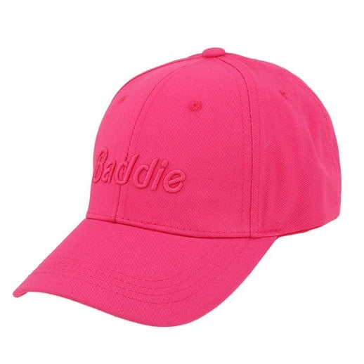 BADDIE Embroidery Cotton Cap in Pink