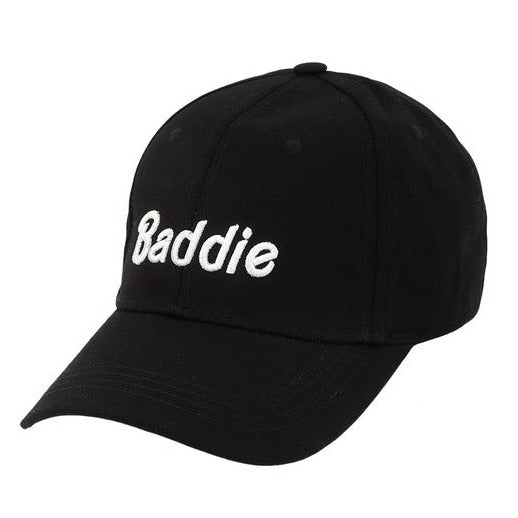 BADDIE Embroidery Cotton Cap in Black