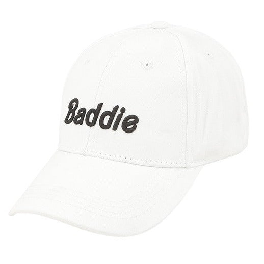 BADDIE Embroidery Cotton Cap in White