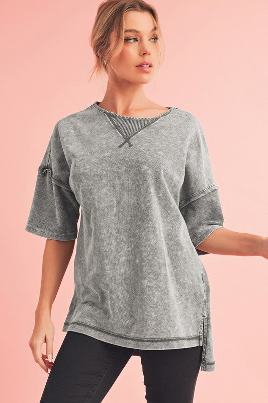 Mineral Wash Exposed Seam Oversized Tee