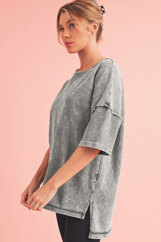 Mineral Wash Exposed Seam Oversized Tee