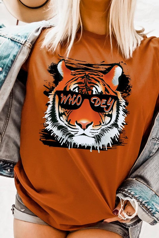 Who Dey Tiger  Graphic Tee