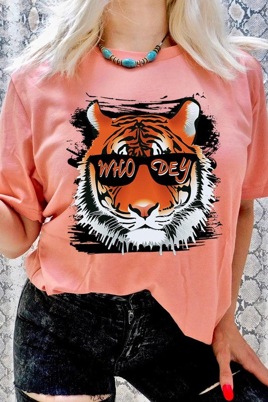 Who Dey Tiger  Graphic Tee