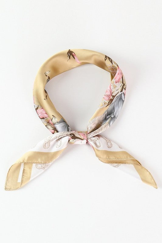 Floral Printed Silky Square Scarf