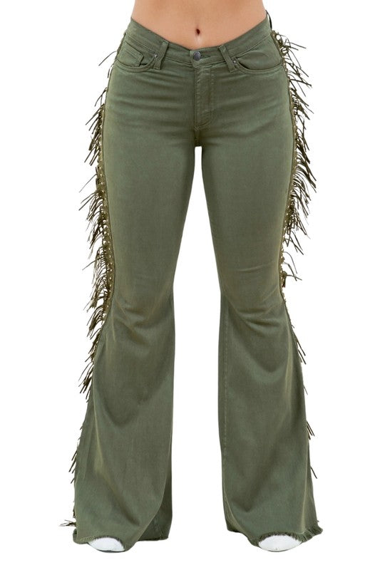 Texas Sun Bell Bottom Jean in Olive