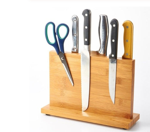 Double-Sided Bamboo Magnetic Knife Holder – Multifunctional Kitchen Storage