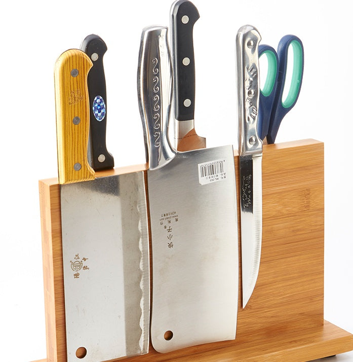 Double-Sided Bamboo Magnetic Knife Holder – Multifunctional Kitchen Storage