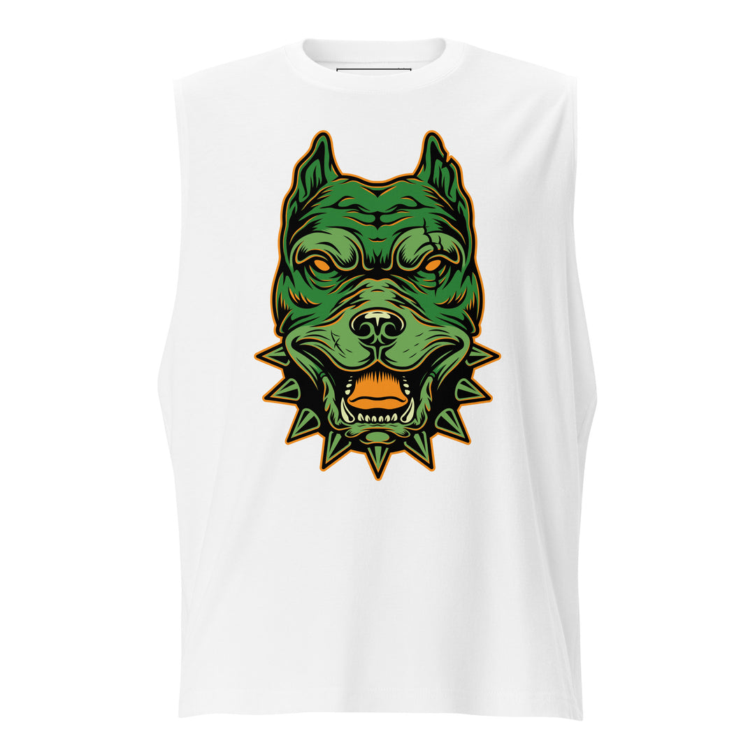 Dog graphic on training muscle tank